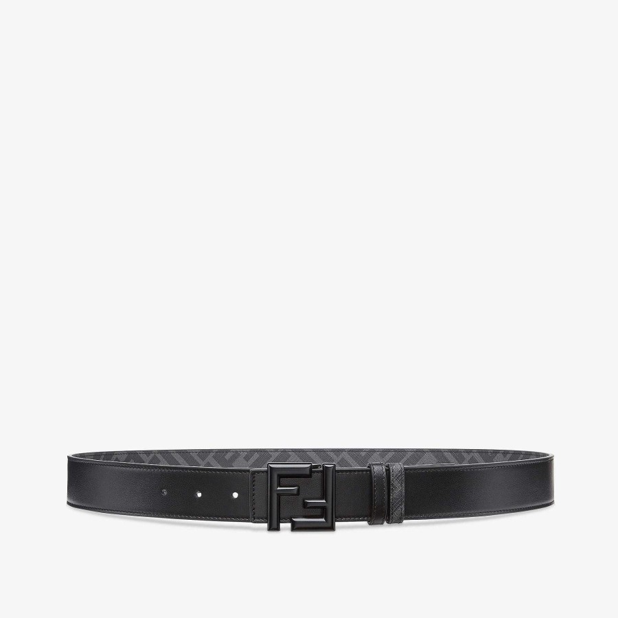 Men Fendi Belts | Ff Rounded Belt Black