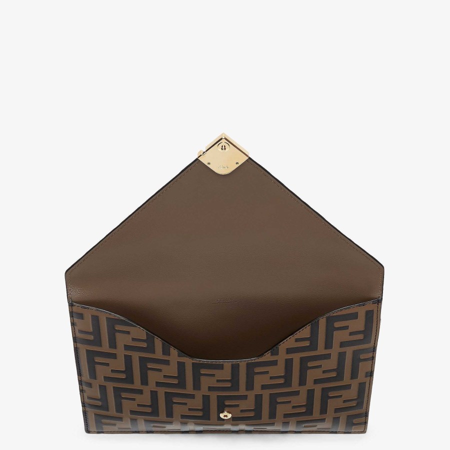 Women Fendi Pouches | Ff Diamonds Flat Pouch Brown