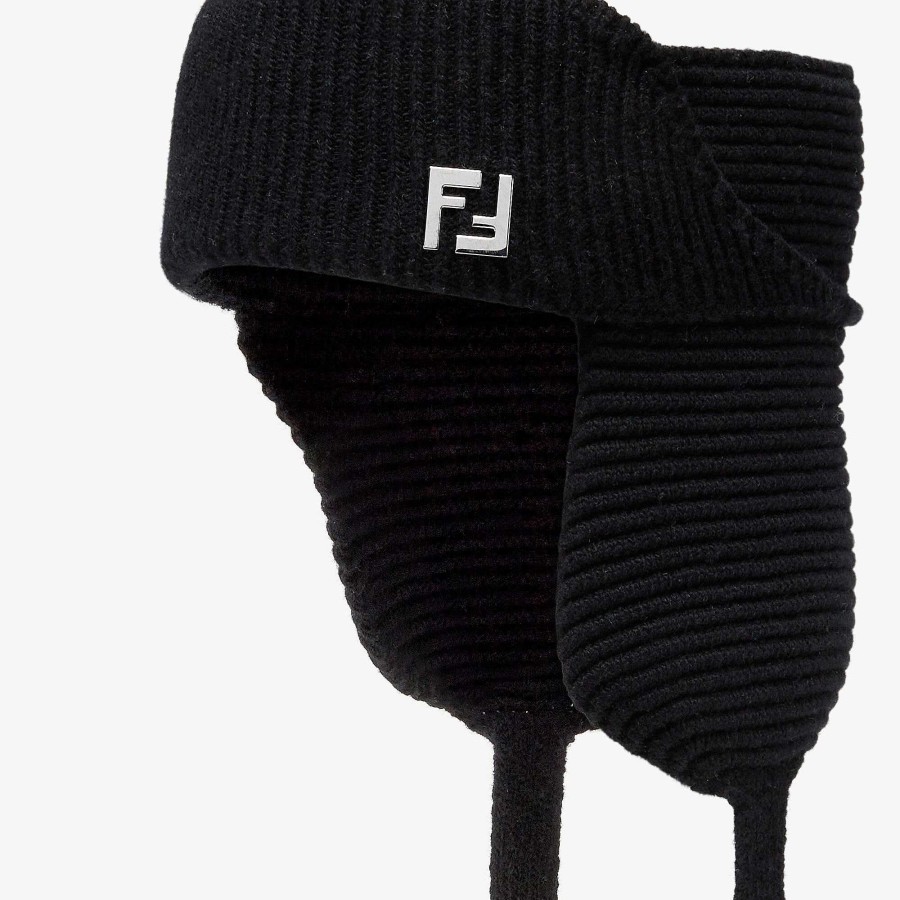 Men Fendi Hats & Gloves | Earmuffs Black