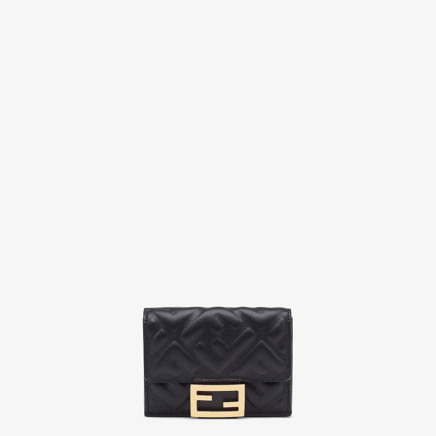 Women Fendi Wallets | Baguette Micro Trifold Black