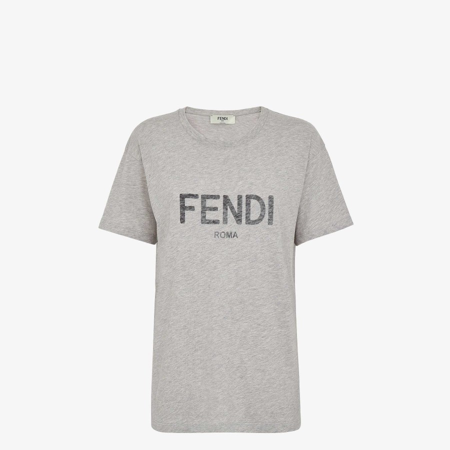 Women Fendi T-Shirts & Sweatshirts | T-Shirt Gray