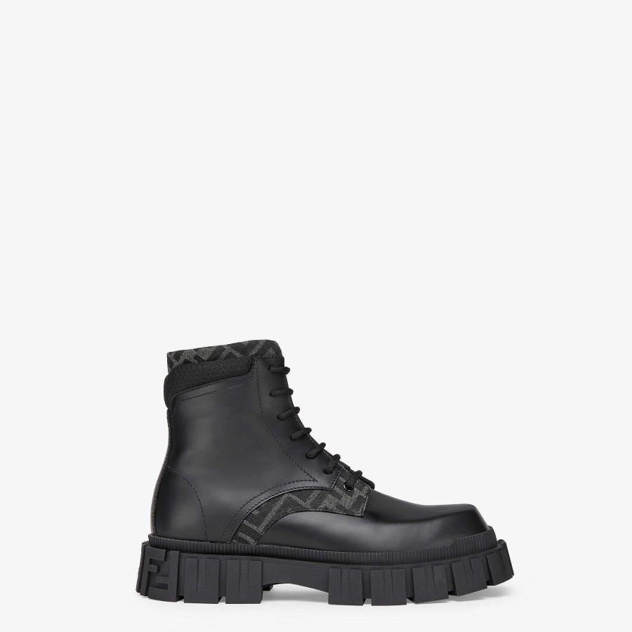 Men Fendi Lace Ups & Boots | Fendi Force Black