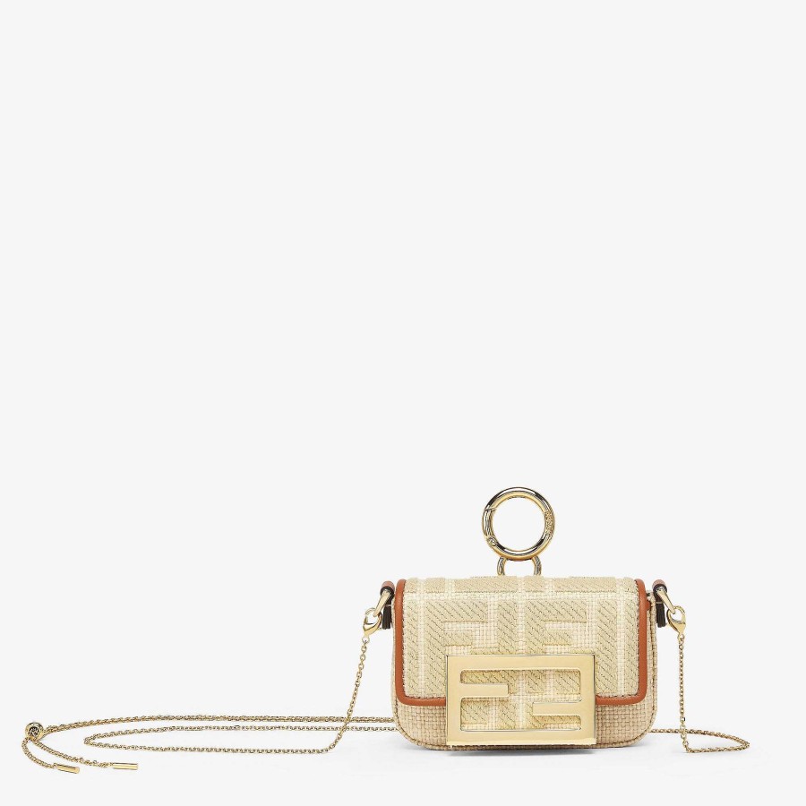 Women Fendi Miniature Bags | Nano Baguette Charm Beige