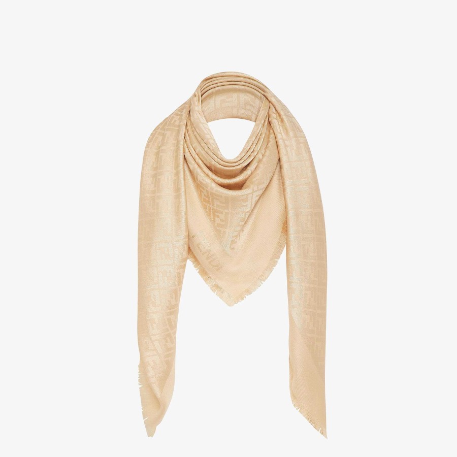 Women Fendi Scarves & Ponchos | Ff Shawl Beige