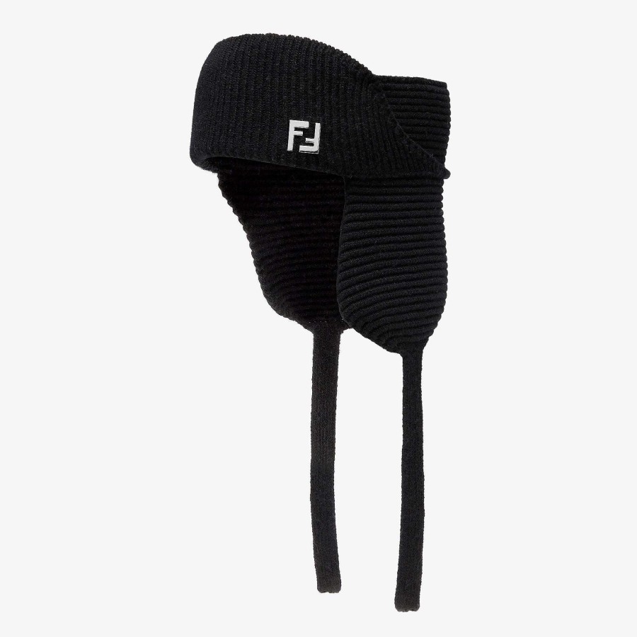 Men Fendi Hats & Gloves | Earmuffs Black