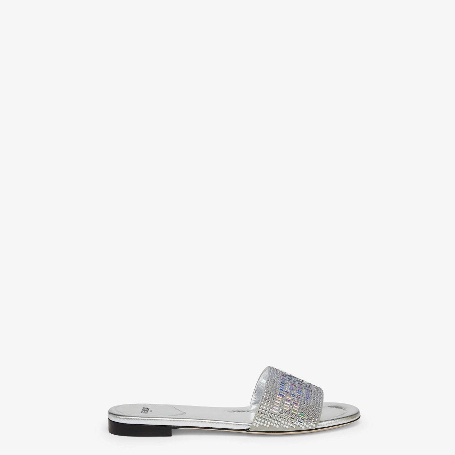 Women Fendi Sandals & Slides | Signature Silver