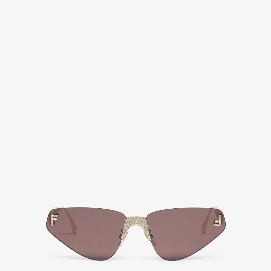 Women Fendi Sunglasses | Fendi First Crystal Gold