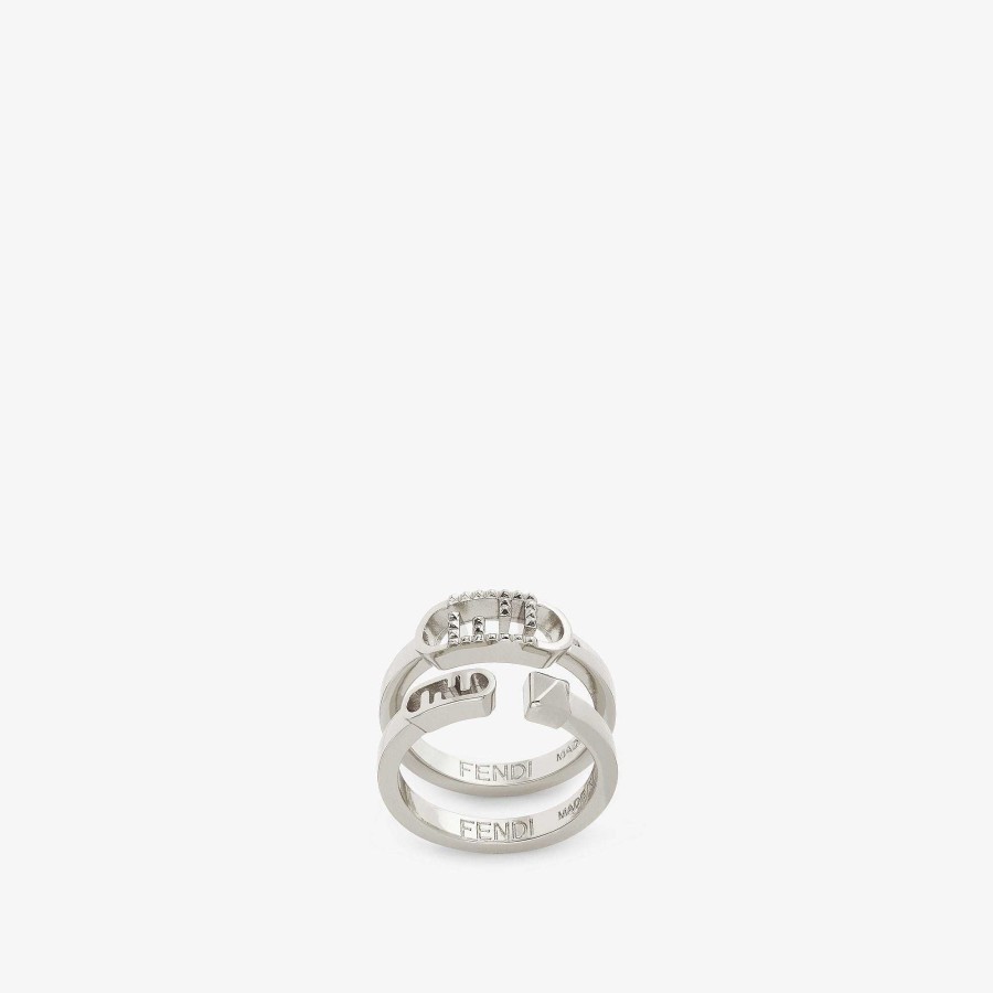 Women Fendi Rings | Fendi O'Lock Ring Set Silver