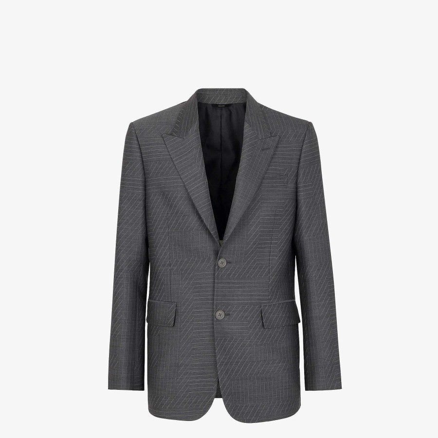 Men Fendi Jackets & Suits | Jacket Gray