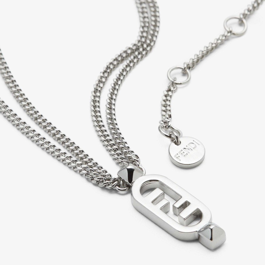 Women Fendi Necklaces | Fendi O'Lock Necklace Set Silver