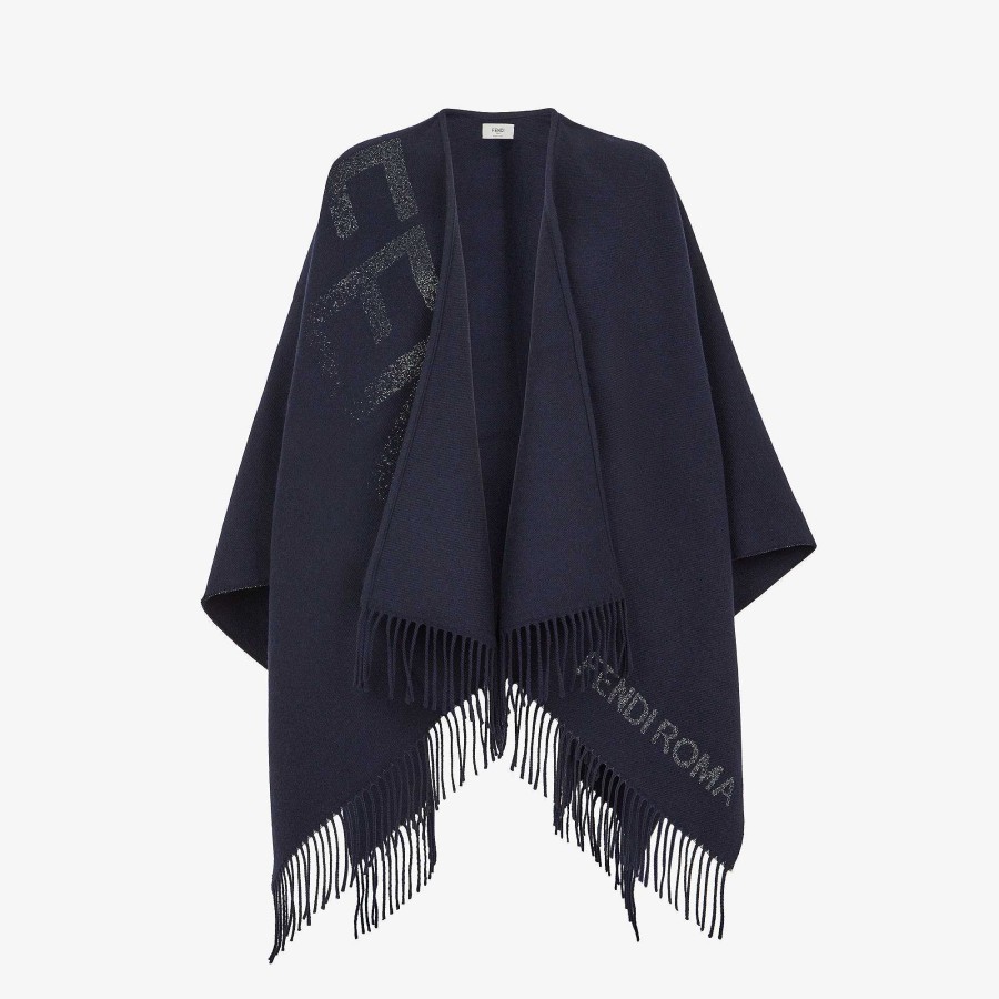 Women Fendi Scarves & Ponchos | Fendi Poncho Blue