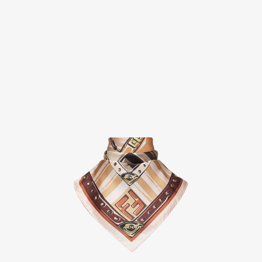 Women Fendi Silk Scarves | Fendi Foulard Multicolor