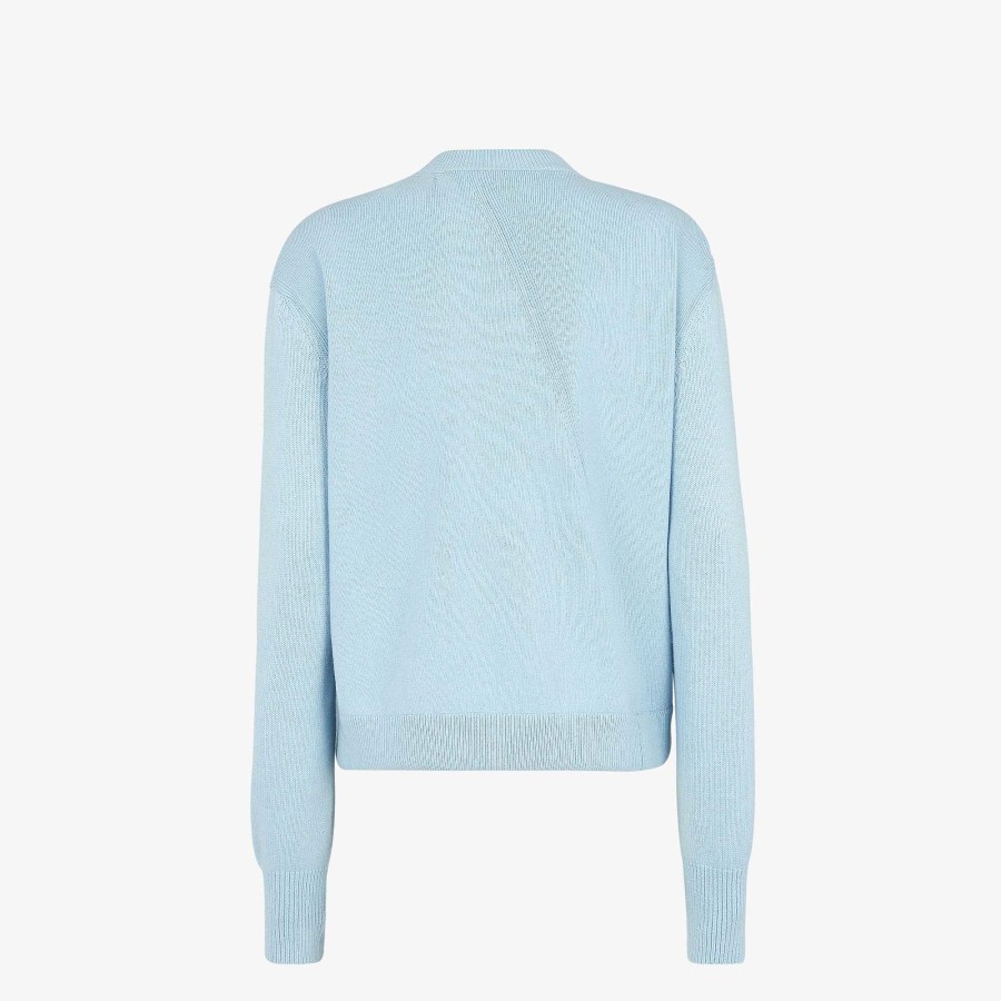 Women Fendi Knitwear | Cardigan Light Blue