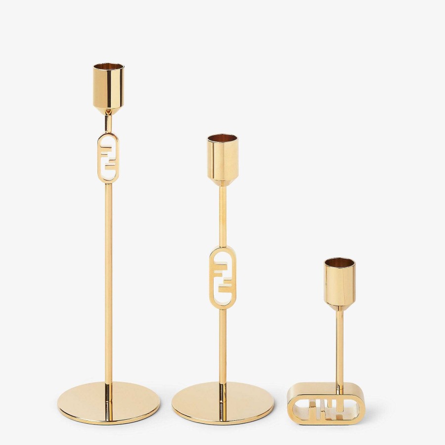 Home Decor & Lifestyle Fendi | Fendi O'Lock Candle Holder Set Gold