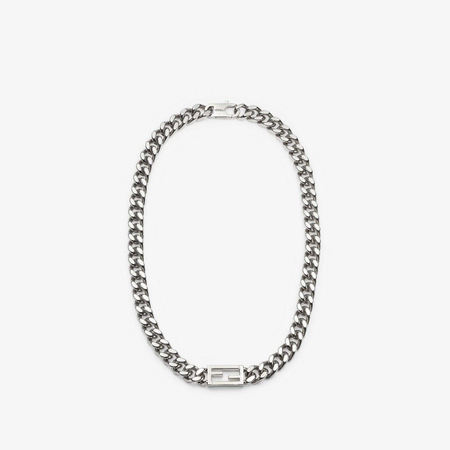 Men Fendi Necklaces | Baguette Necklace Silver