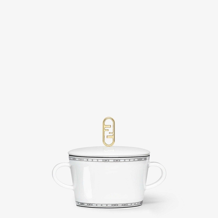 Home Decor & Lifestyle Fendi | Fendi O'Lock Sugar Bowl White