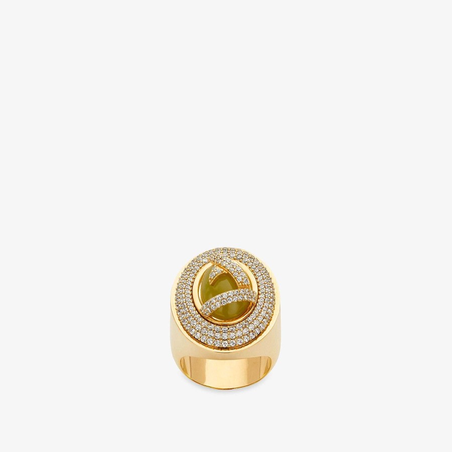 Women Fendi Rings | Fendi Stripes Ring Gold