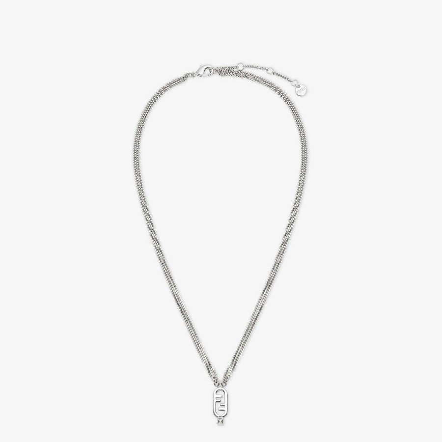 Women Fendi Necklaces | Fendi O'Lock Necklace Set Silver