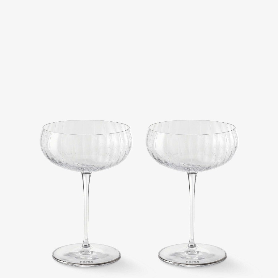 Home Decor & Lifestyle Fendi | Fendi Roma Set Of Champagne Glasses Transparent