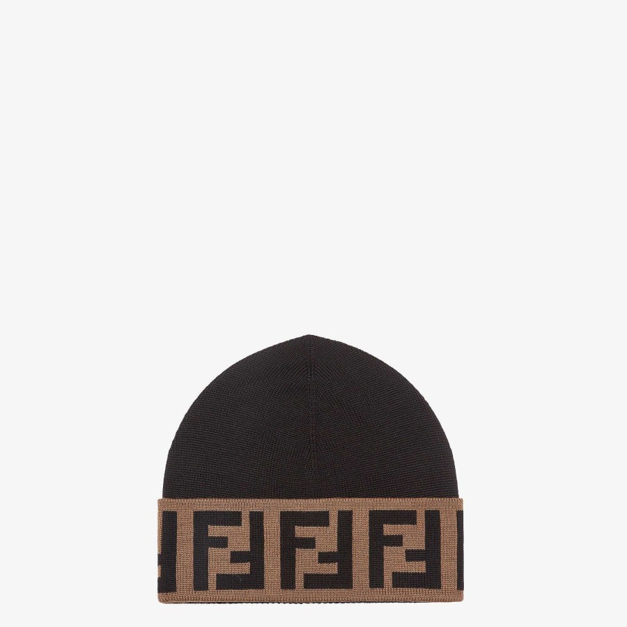 Men Fendi Hats & Gloves | Beanie Black