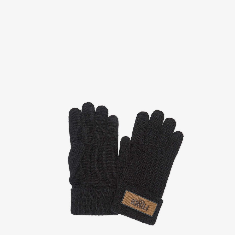 Men Fendi Hats & Gloves | Gloves Black