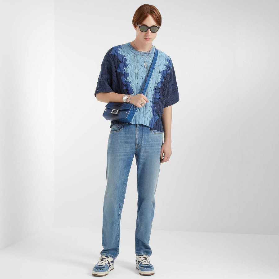 Men Fendi Pants & Shorts | Denim Blue