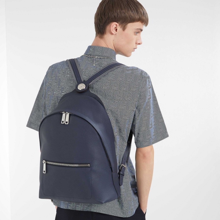 Men Fendi Backpacks | Fendi Chiodo Selleria Blue