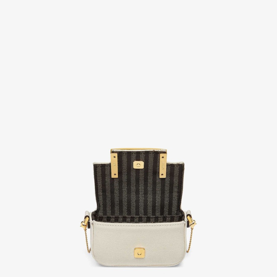 Women Fendi Miniature Bags | Nano Baguette Charm Beige