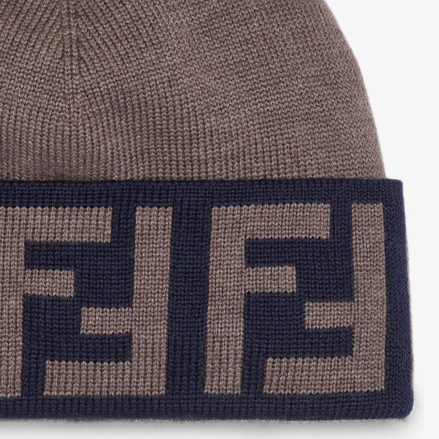 Men Fendi Hats & Gloves | Beanie Brown