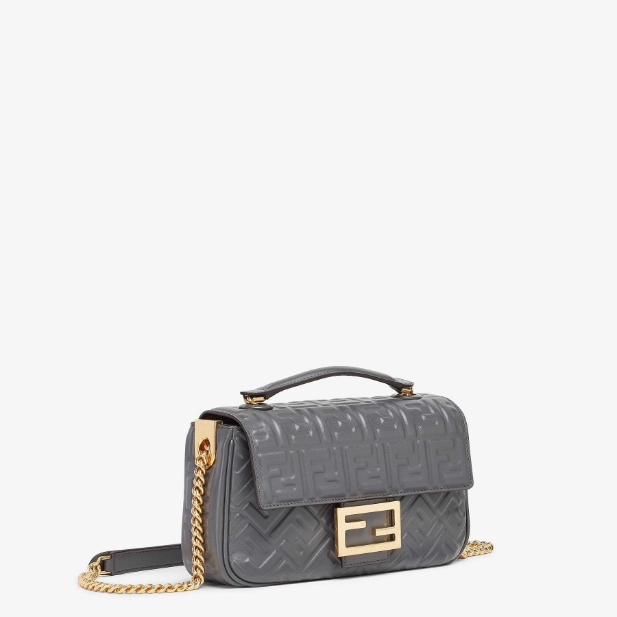 Women Fendi Shoulder & Crossbody Bags | Baguette Chain Midi Gray