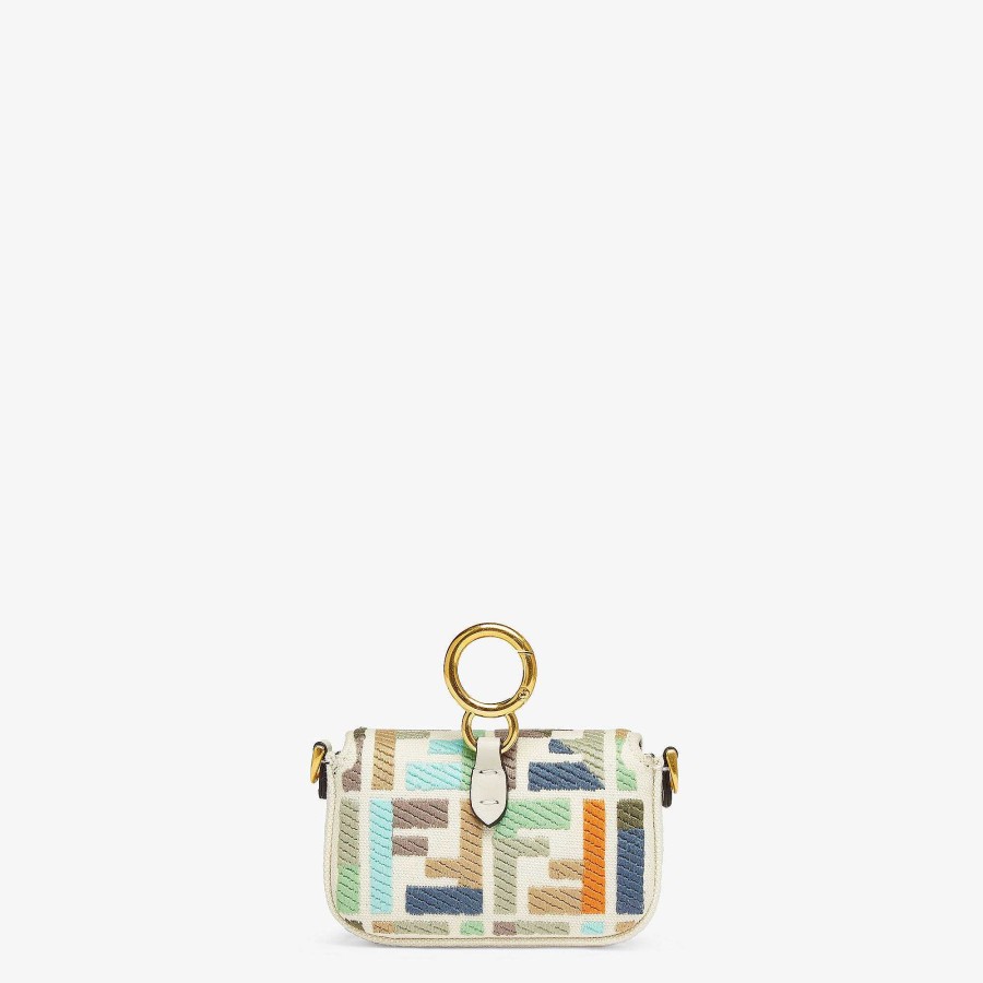 Women Fendi Miniature Bags | Nano Baguette Charm Beige