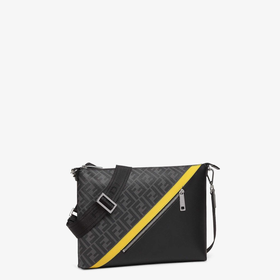 Men Fendi Messenger Bags | Fendi Diagonal Messenger Gray