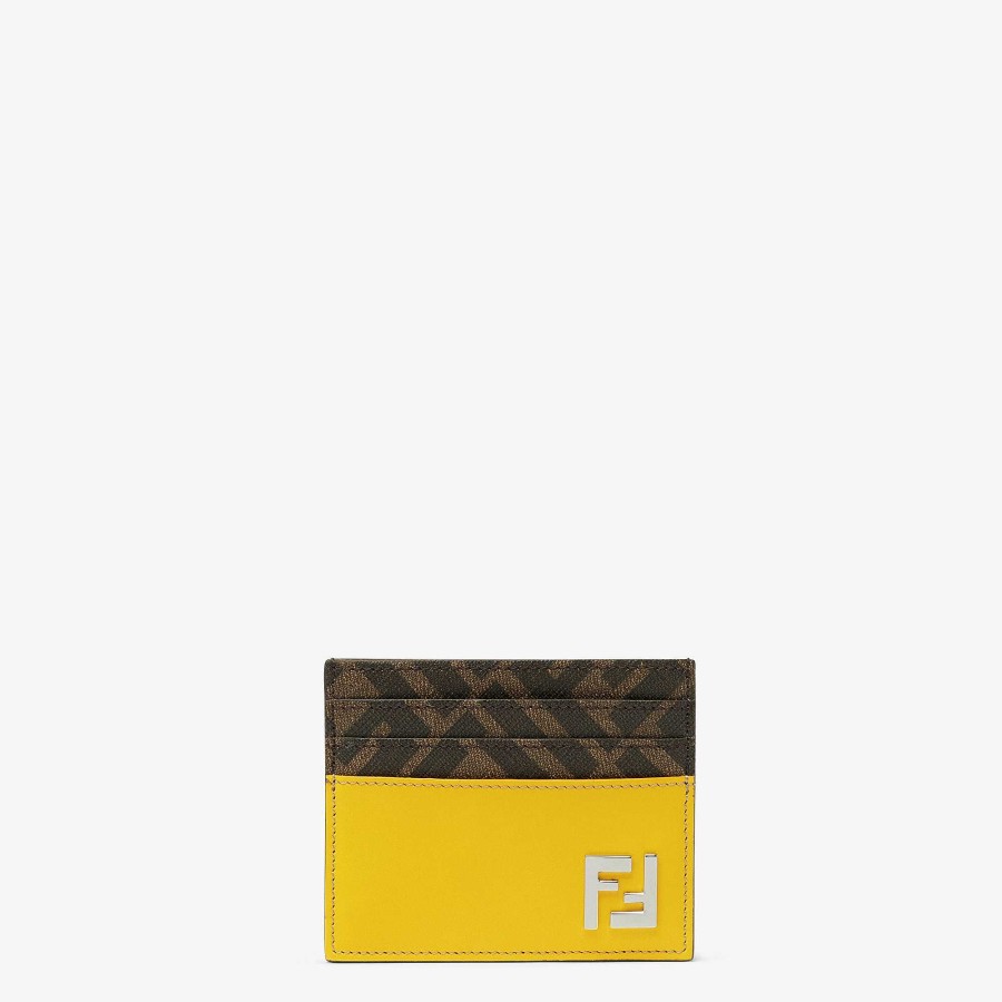 Men Fendi Card Holders | Ff Squared Card Holder Yellow