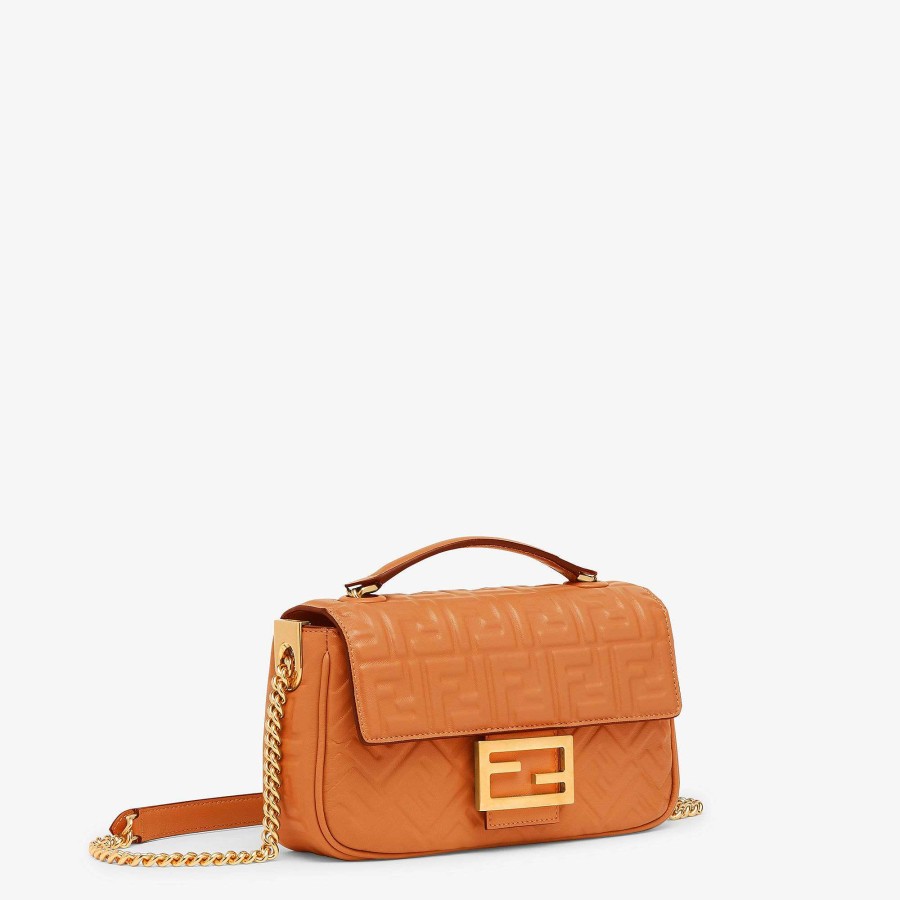 Women Fendi Shoulder & Crossbody Bags | Baguette Chain Midi Brown