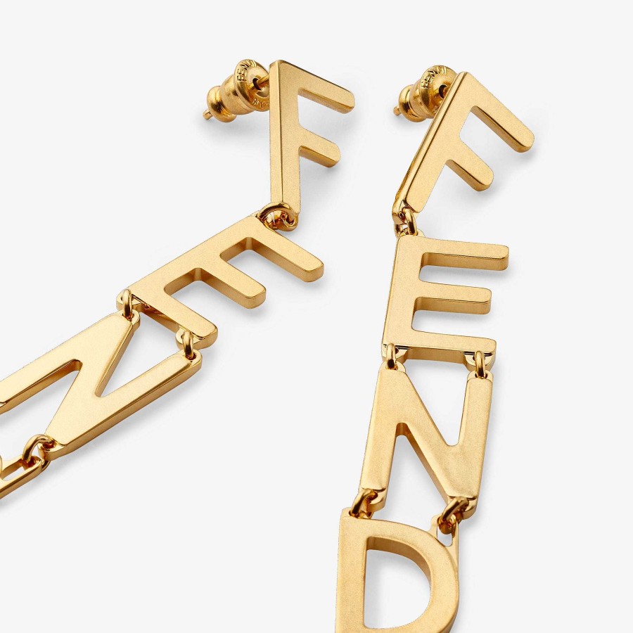 Women Fendi Earring & Brooches | Signature Earrings Gold