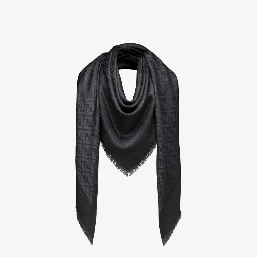 Women Fendi Scarves & Ponchos | Ff Shawl Black