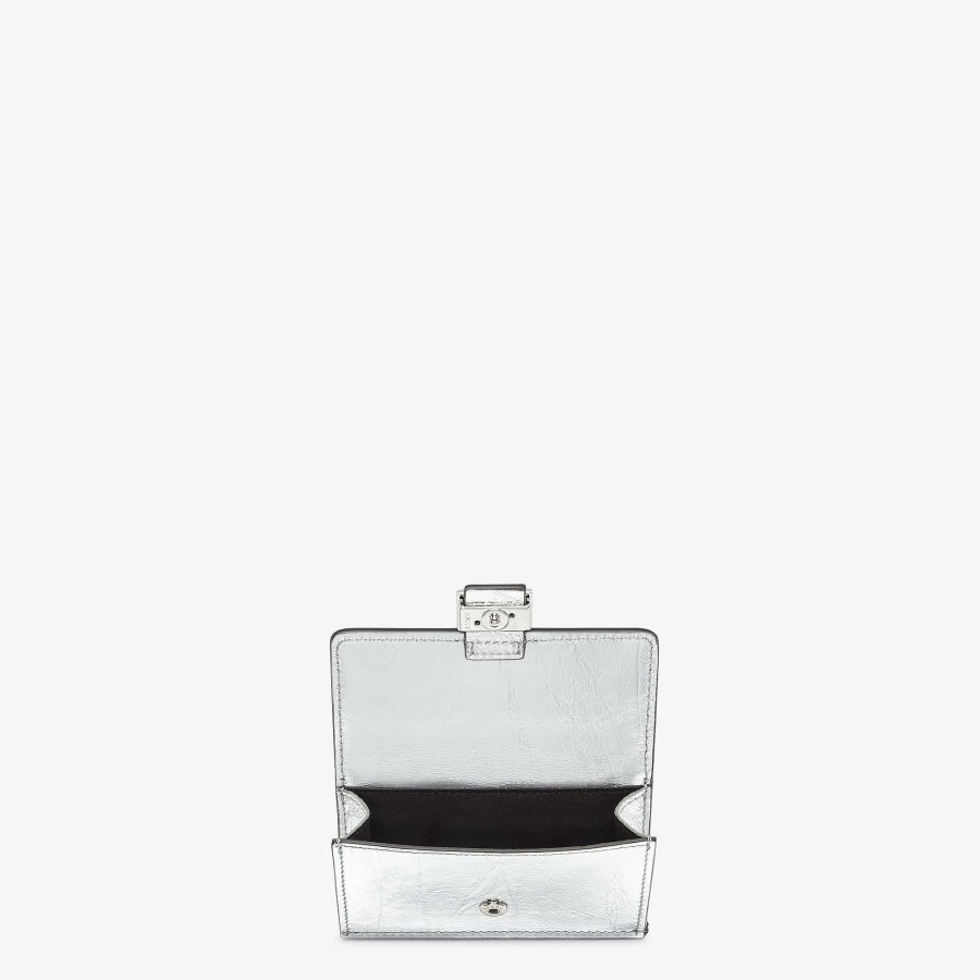 Women Fendi Card Holders & Small Accessories | Baguette Card Holder Silver