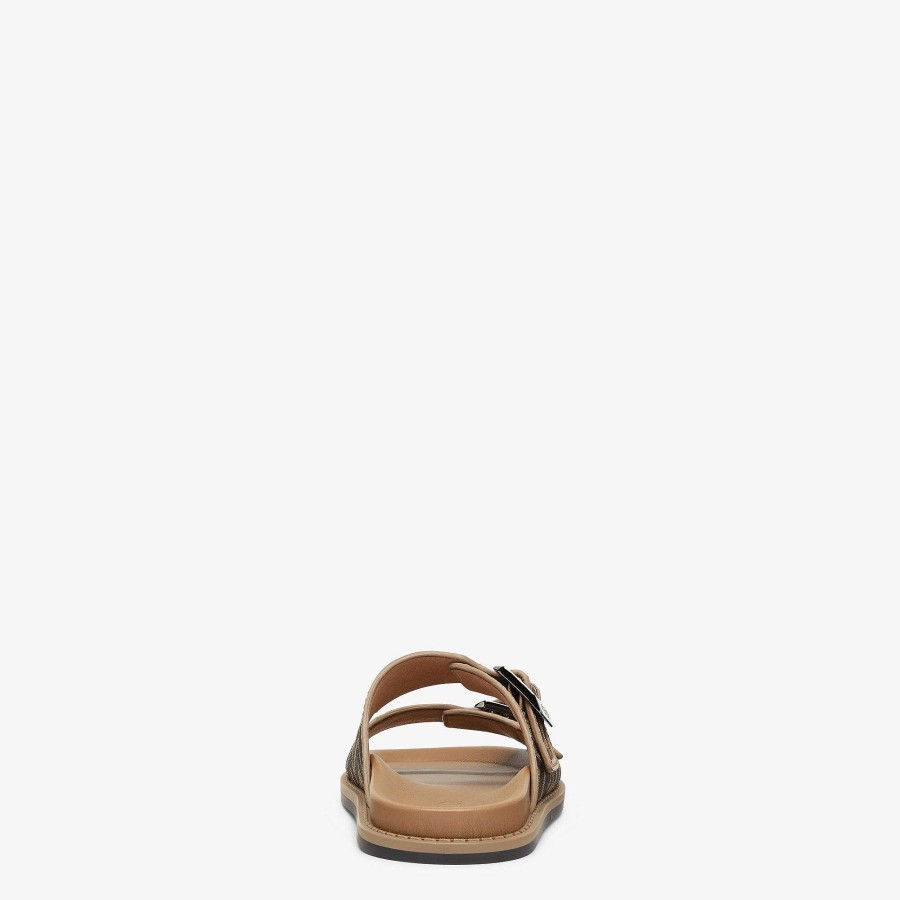 Men Fendi Slides & Sandals | Fendi Feel Sandals Brown