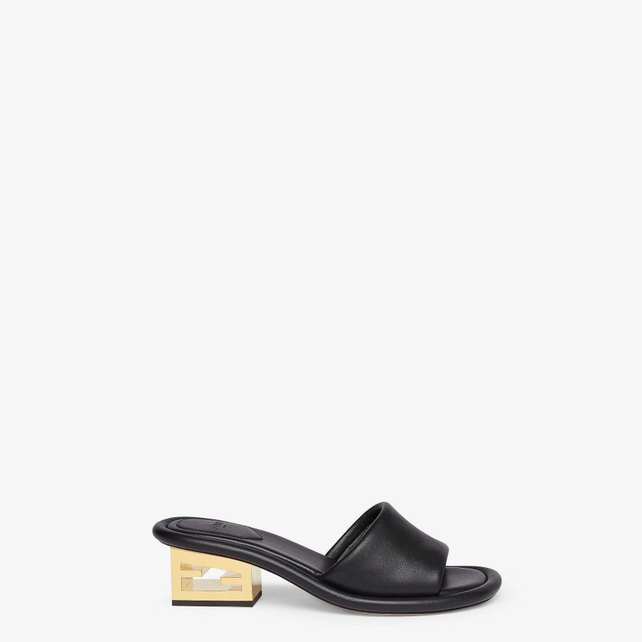 Women Fendi Sandals & Slides | Baguette Black