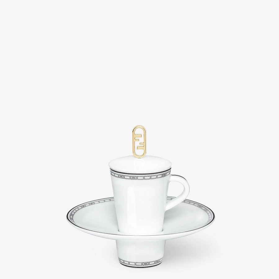 Home Decor & Lifestyle Fendi | Fendi O'Lock Coffee Cup White