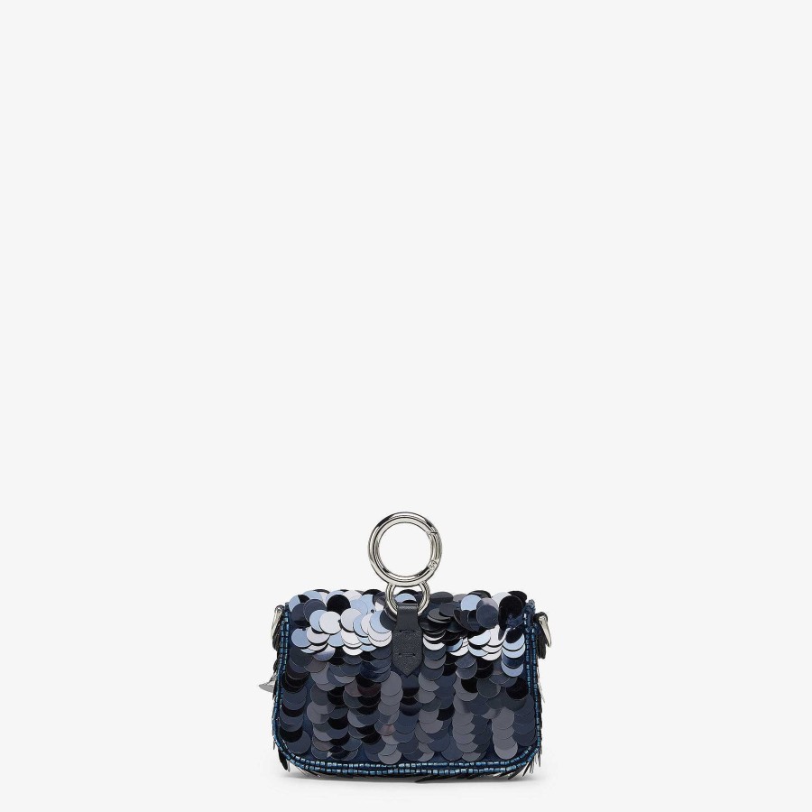 Women Fendi Miniature Bags | Nano Baguette Charm Blue