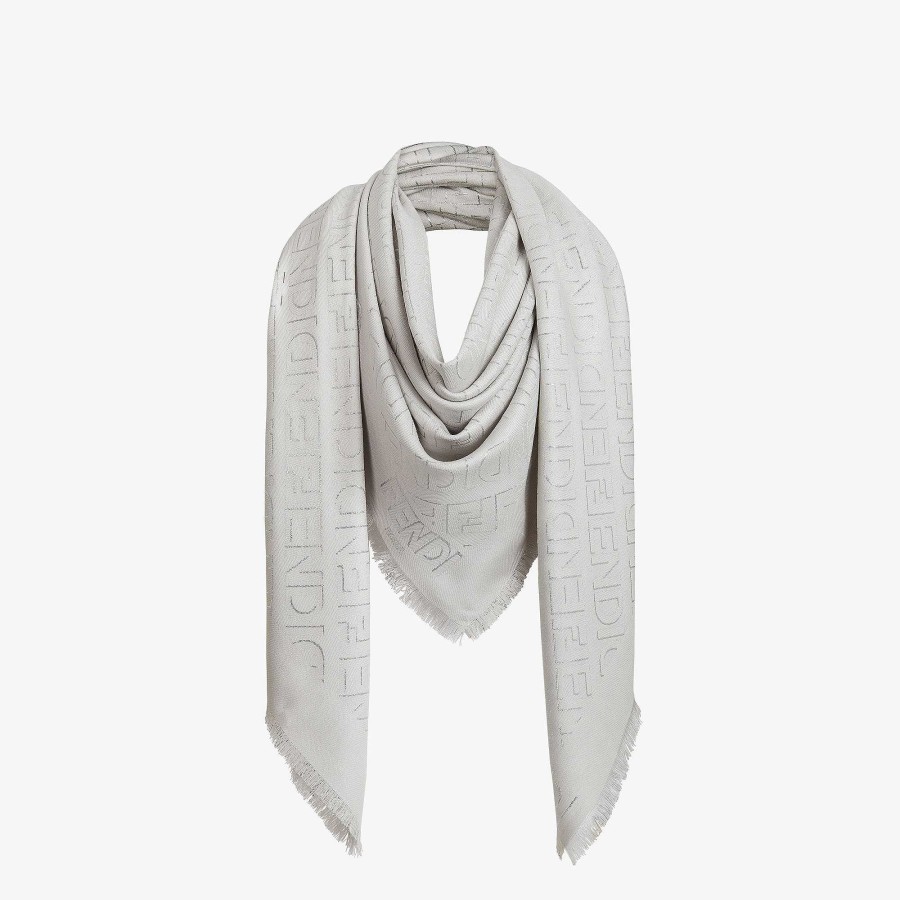 Women Fendi Scarves & Ponchos | Fendi Mirror Shawl Gray