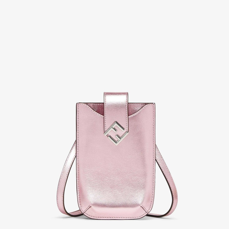 Women Fendi Phone Cases | Ff Diamonds Phone Pouch Pink