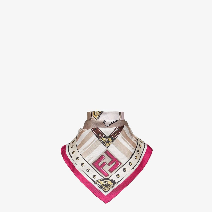 Women Fendi Silk Scarves | Fendi Foulard Brown