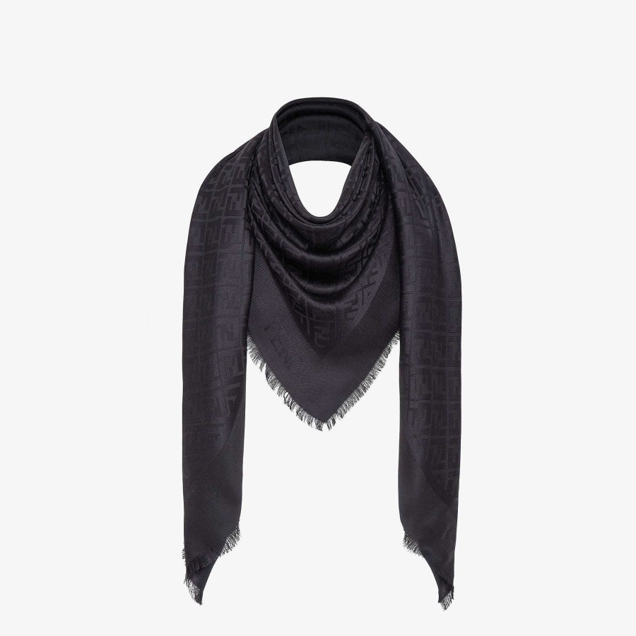 Women Fendi Scarves & Ponchos | Ff Shawl Black