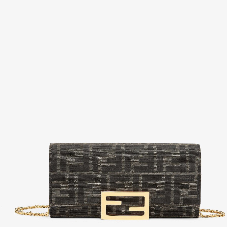 Women Fendi Wallets On Chain | Continental With Chain Brown