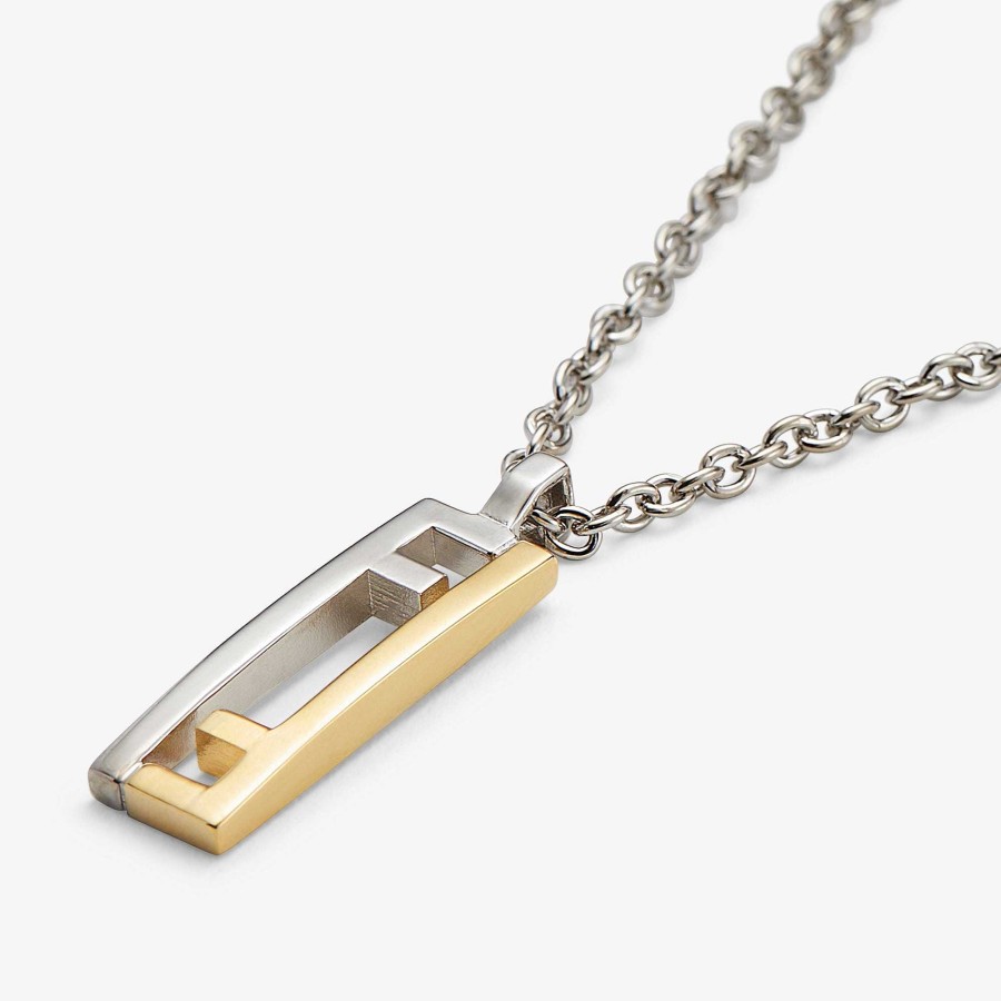 Men Fendi Necklaces | Fendi Stripes Necklace Silver And Gold