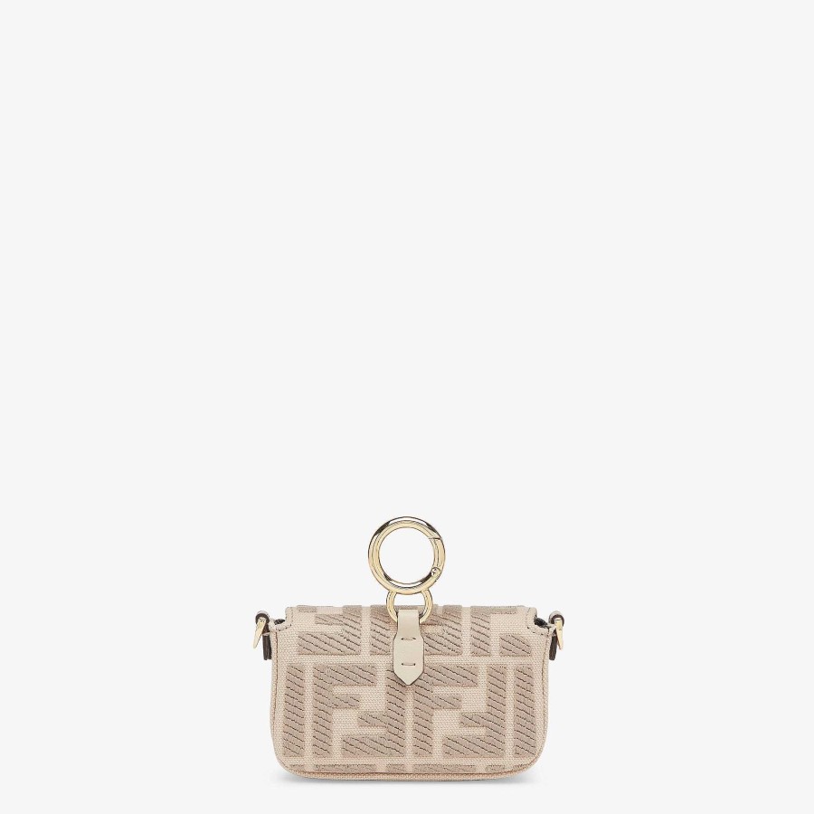 Women Fendi Miniature Bags | Nano Baguette Charm Beige