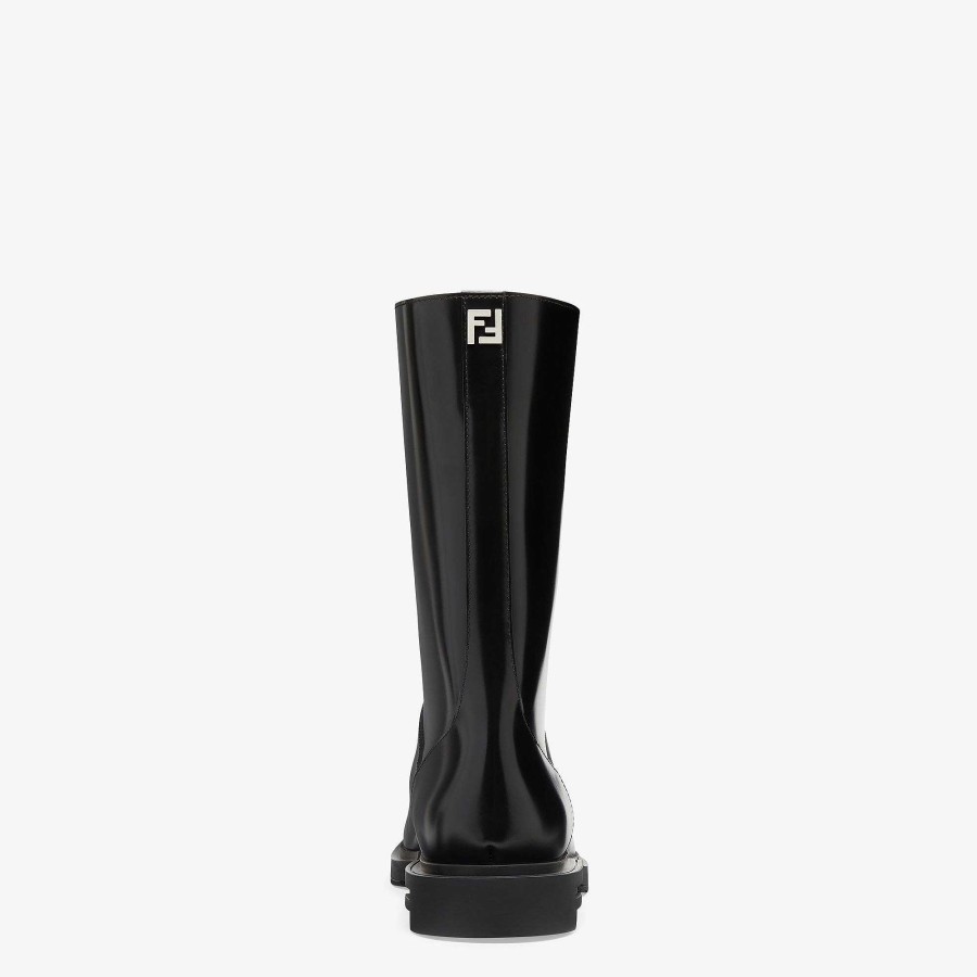 Men Fendi Lace Ups & Boots | Fendi Frame Boots Black