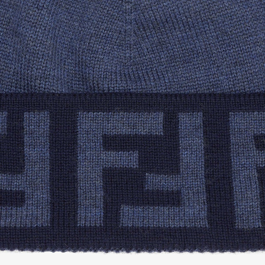 Men Fendi Hats & Gloves | Beanie Blue